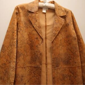 Coldwater Tiger and floral printed leather jacket